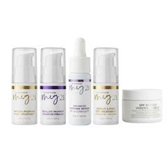 MEG 21 Anti-Glycation Discovery Kit five travel-size products on white