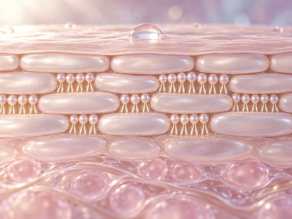 Ceramides between the skin cells at the surface